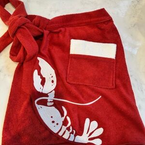 Red Terry Cloth Wrap Mini Skirt with Lobster Design- TomBolo